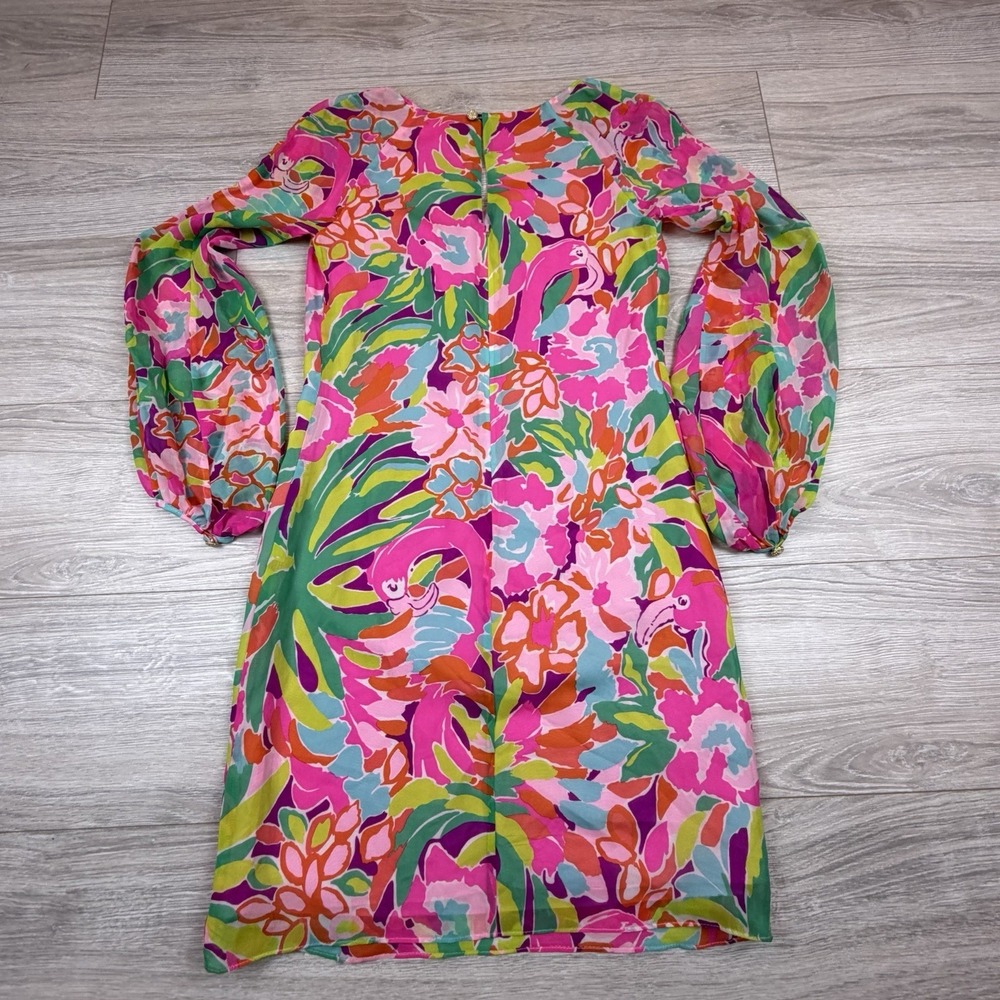 Lilly Pulitzer Carleigh Lulu Tunic Mini Dress Women's 00 Silk Long Sleeve V Neck - Picture 7 of 8